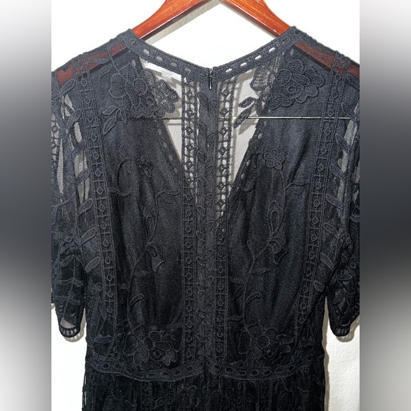 Socialite Black Sheer Lace Romper / Maxi Dress Overlay - Picture 5 of 7